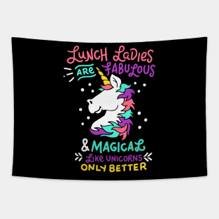 Womens Funny Lunch Lady graphic I Magical Cafeteria Unicorns Tapestry