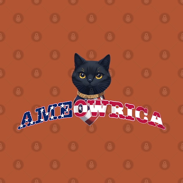 Patriotic American Cute Black Cat Ameowrica by Pixelate Cat