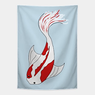 red and white koi fish Tapestry