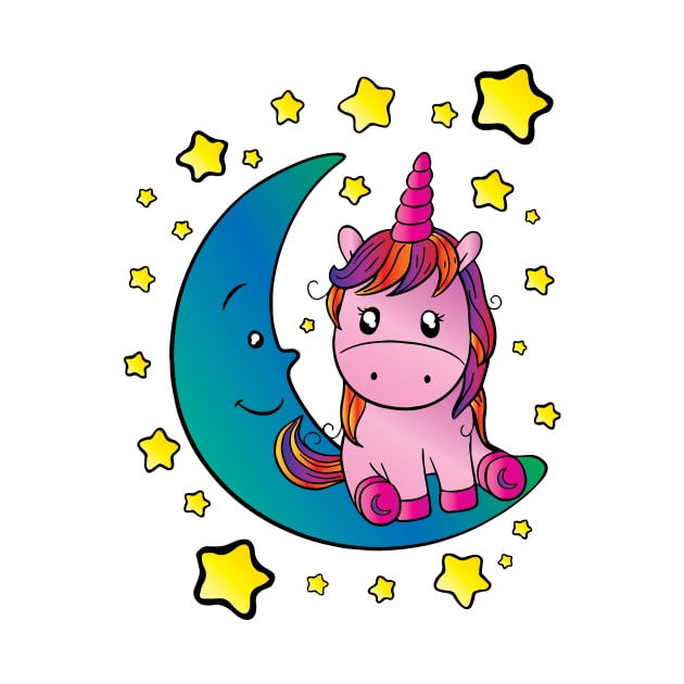 Unicorn & Moon by AmazingArtMandi