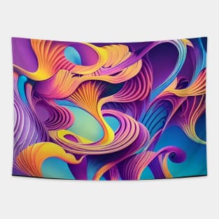 Curvy Calming Colors Abstract Design Tapestry