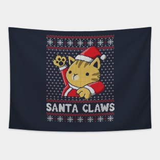 Xmas ugly sweater Cat Santa Claws Tapestry