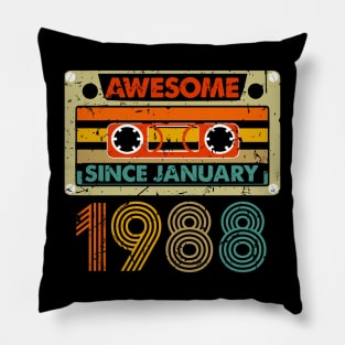 Awesome Since January 1988 36 Years Old 36th Birthday Pillow