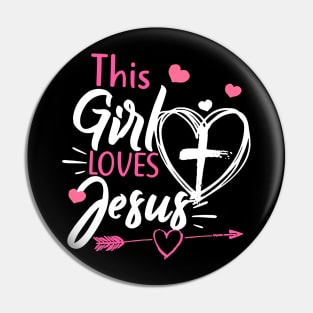 This Girl Loves Jesus Heart Cross Christian Faith Religious Pin