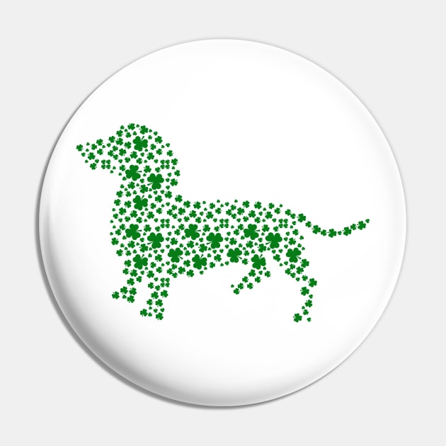 St Patricks Day Shamrock Dachshund Pin by KarmicKal