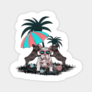 summer bulldog beach Magnet