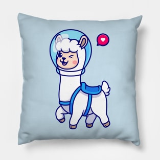 Cute Llama Astronaut Cartoon Pillow