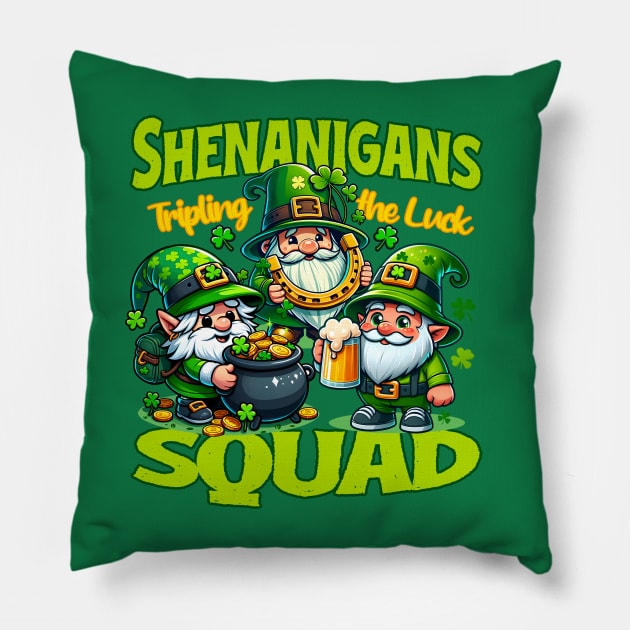 Shenanigans Squad - Lucky Gnomes Pillow by SergioCoelho_Arts