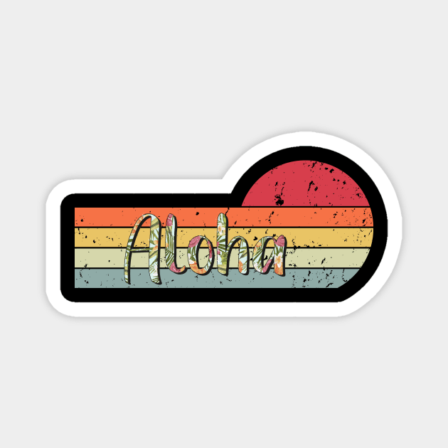 Vintage Aloha Summer Sunset Magnet by hnmarart