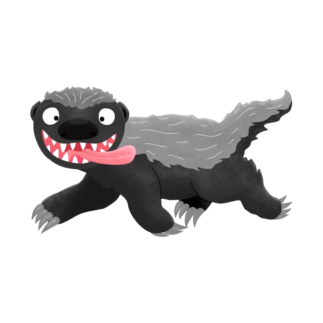 Funny hungry honey badger cartoon illustration by FrogFactory