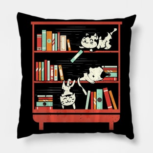 Funny Library Cat Lovers Book Fan Gift T-Shirt 4 Cat Readers Pillow