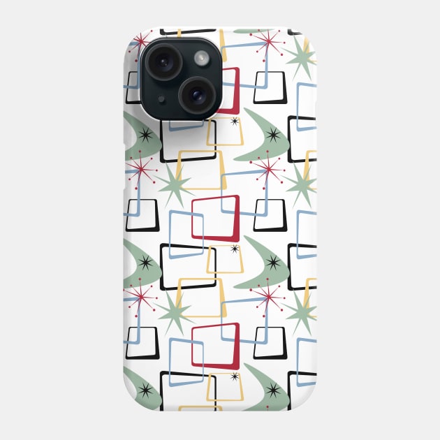 Funky Atomic Starburst Boomerang Squares Mid-century Pattern Phone Case by OrchardBerry