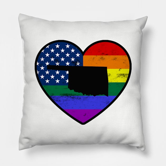 Oklahoma United States Gay Pride Flag Heart Pillow by TextTees