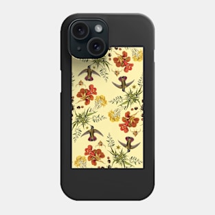 Hummingbirds in Summer. batanical nature pattern. Phone Case