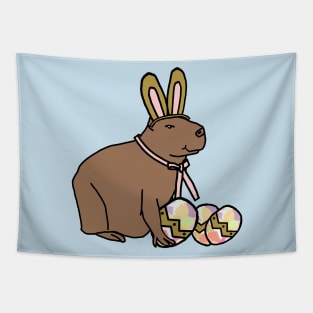 Funny Easter Bunny Ears and Eggs Capybara Tapestry