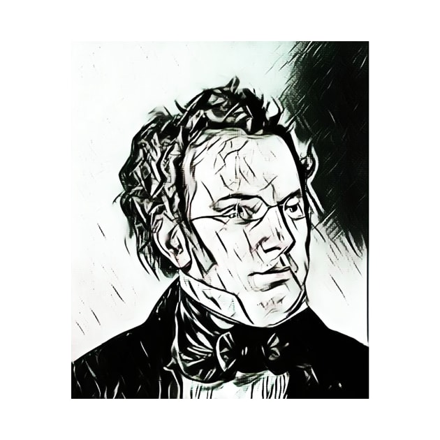 Franz Schubert Black And White Portrait | Franz Schubert Artwork 2 by JustLit