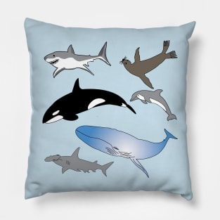 Marine Life Bliss, wildlife gifts, illustration, sea life Pillow