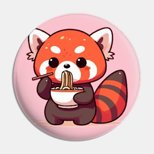 red panda seriously eats noodles Pin