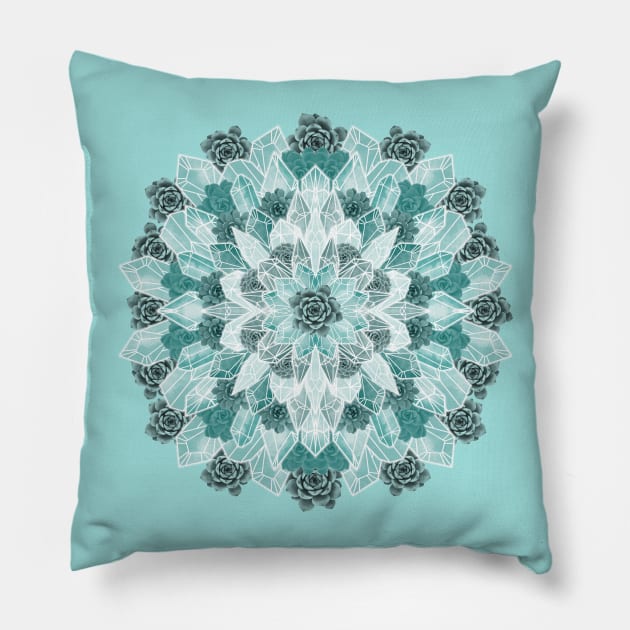 Crystals Succulents Mandala MINT GREEN Pillow by PrintablesPassions