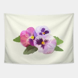 three flowers of pansy Tapestry