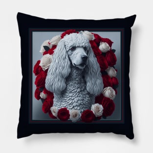 Standard poodle red roses 2 Pillow