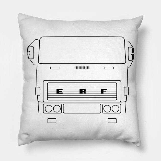 Classic ERF C Series heavy lorry black outline graphic Pillow by soitwouldseem