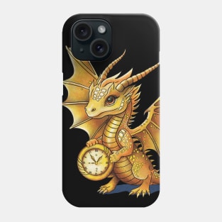 Baby gold dragon with a watch Phone Case