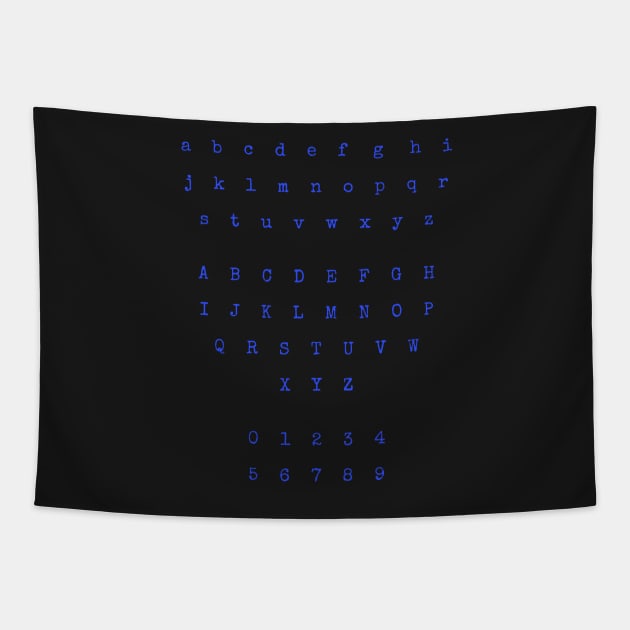 Blue Typewriter Letters and Numbers Tapestry by anacarminda