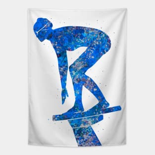 Swimmer girl blue art Tapestry