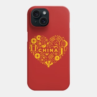 Chinese Icons in a Heart Shape // China Pride Phone Case