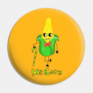 Mr. Corn funny cute cool cartoon Pin