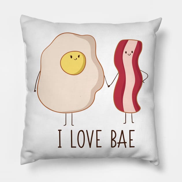 I Love Bae- Bacon and Eggs Pillow by Dreamy Panda Designs