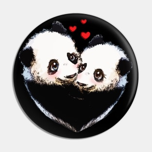 Panda in love, lovers couple cute Pin