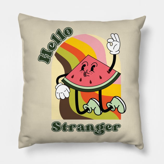 Hello Stranger: Vintage Vibes Retro Design Pillow by Calypsosky