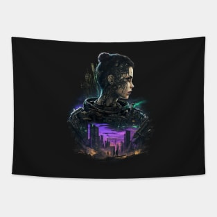 Neon Cityscape Tapestry