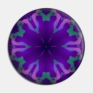 Obsidian Order Purple and Green Geometric Flower Pattern Pin