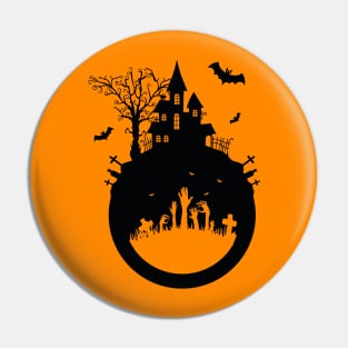 Haunted House Halloween Design Pin