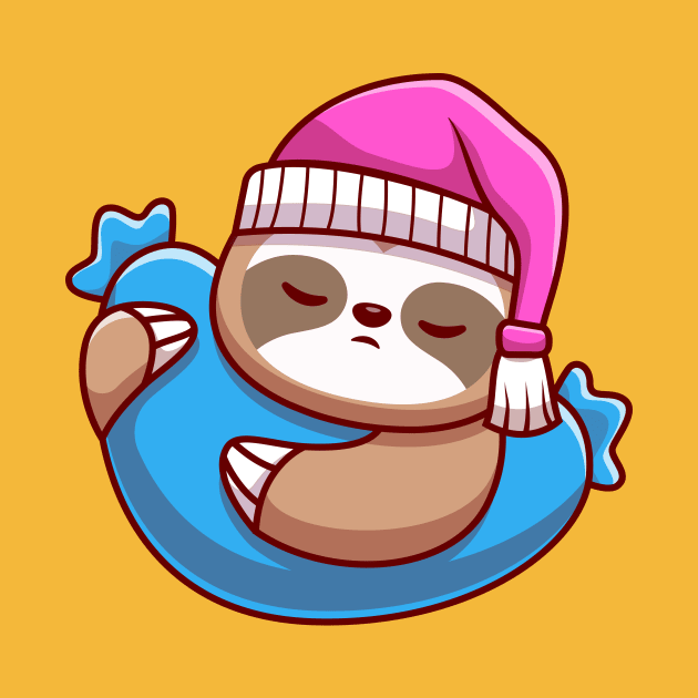 Cute Sloth Sleeping With Pillow Cartoon by Catalyst Labs