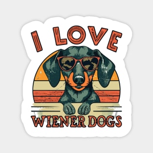 "I LOVE Wiener Dogs" Retro Tee | Vintage Style Dachshund Shirt | Perfect Gift for Dog Lovers | Doxie Tee | Cute Puppy Magnet