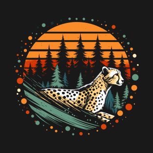 cheetah in forest vector illustration tshirt design T-Shirt