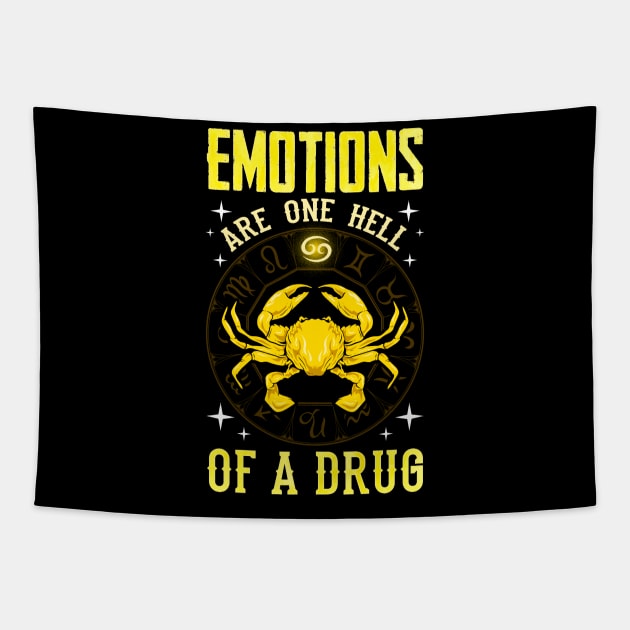 Emotions Are One Hell of a Drug Zodiac Crab Cancer Tapestry by theperfectpresents