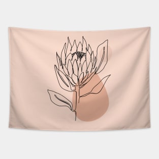 One line protea flower with abstract shapes. Tapestry