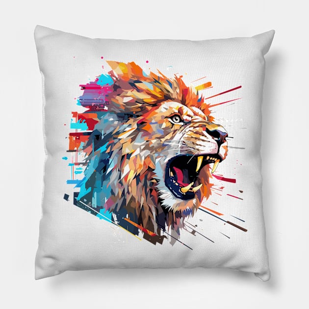 Lion Animal Freedom World Wildlife Wonder Abstract Pillow by Cubebox