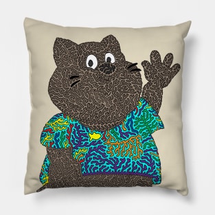 Cute Cat in Rainbow T-shirt Pillow