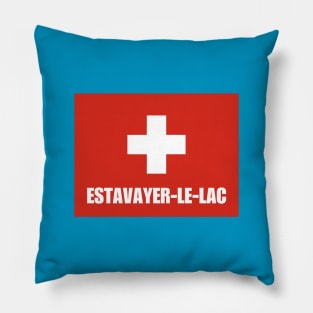 Estavayer-le-Lac City in Swiss Flag Pillow