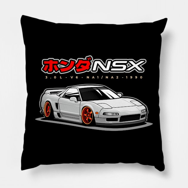 Honda NSX white Pillow by celengan