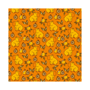 Capybara With Oranges Leaves by Tobe Fonseca T-Shirt