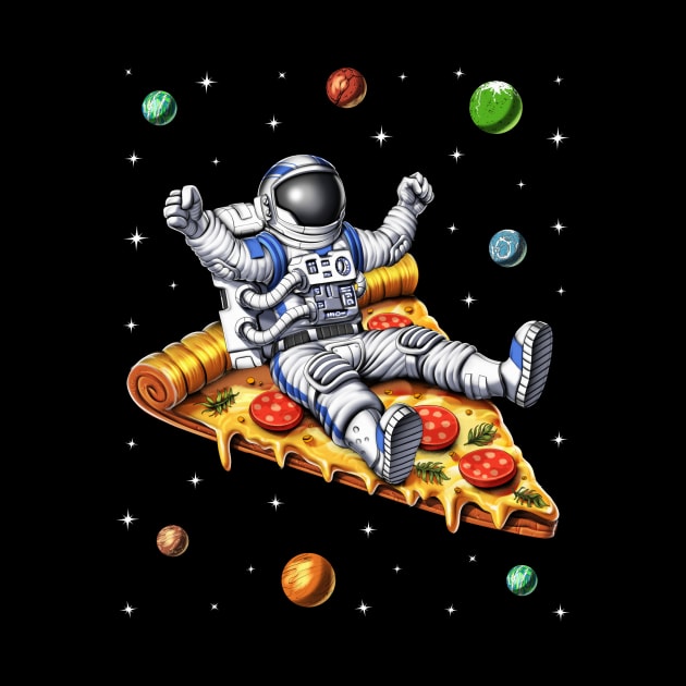 Astronaut Riding Pizza Slice by underheaven