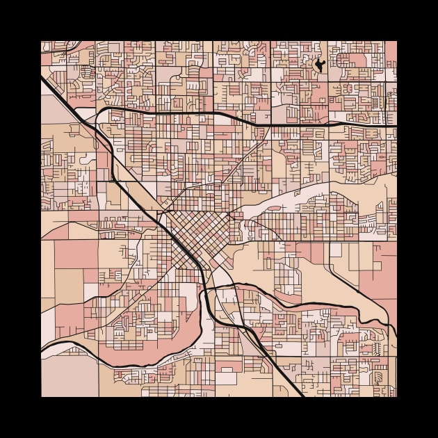 Modesto Map Pattern in Soft Pink Pastels by PatternMaps