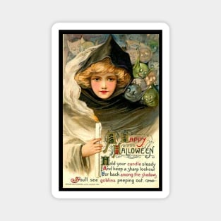 Vintage Girl with Candles Girl and Goblins Magnet